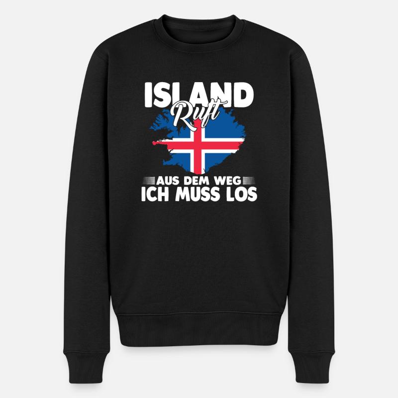 Island ruft aus dem Weg ich muss los - Männer Premium Bio Pullover - Schwarz