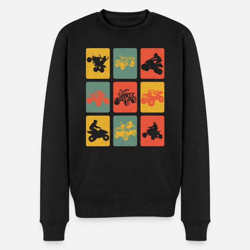 Quad Retro - Männer Premium Bio Pullover - Schwarz