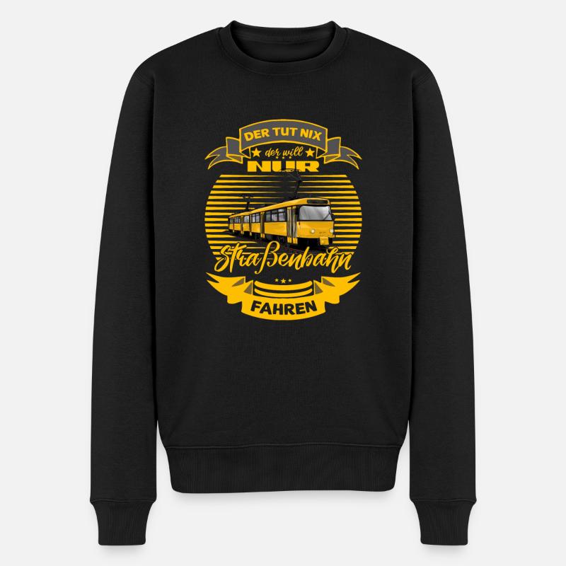 Straßenbahn Strassenbahn Tram Straßenbahnfahrer - Männer Premium Bio Pullover - Schwarz