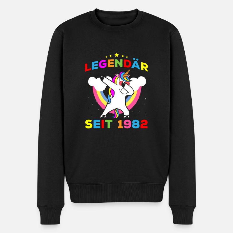 40. Geburtstag Legendär Seit 1982 Dabbing Einhorn - Männer Premium Bio Pullover - Schwarz