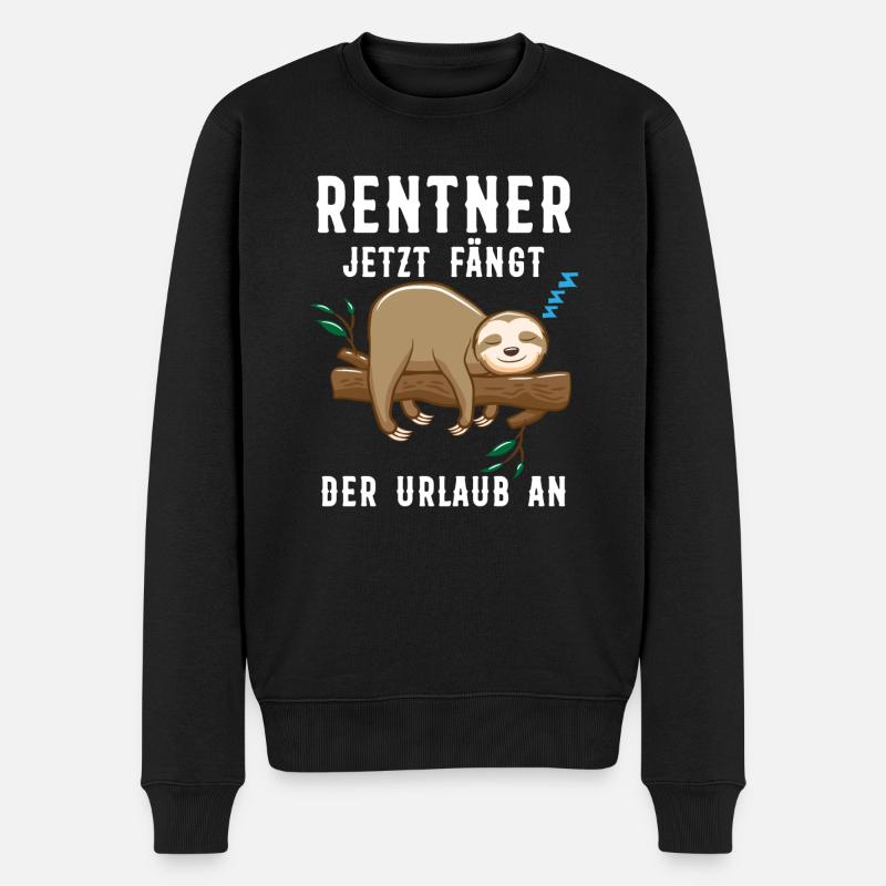 Rentner Ruhestand Faultier Geschenk - Männer Premium Bio Pullover - Schwarz