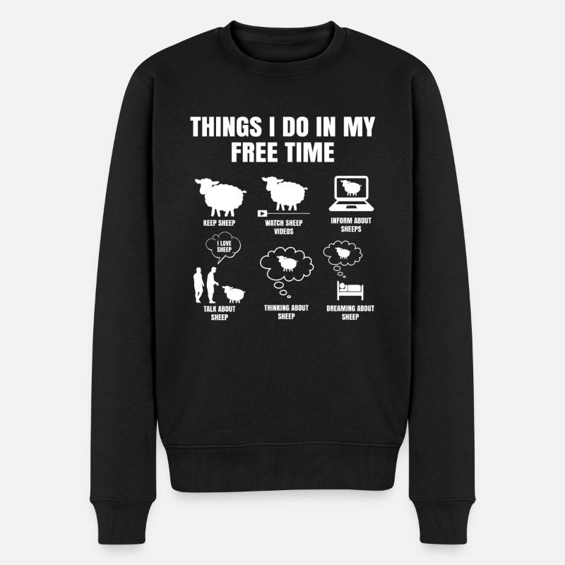 Things I Do In My Time Schafe Halten Schaf - Männer Premium Bio Pullover - Schwarz