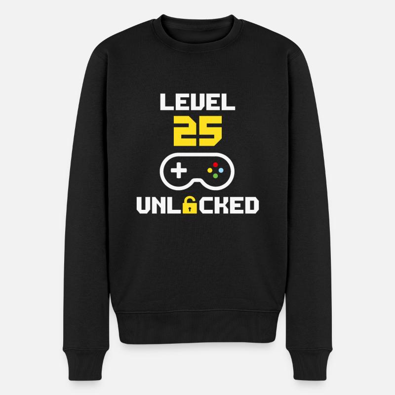 Level 25 freigeschaltet | 25 Jahre Spielergeburtstag - Männer Premium Bio Pullover - Schwarz