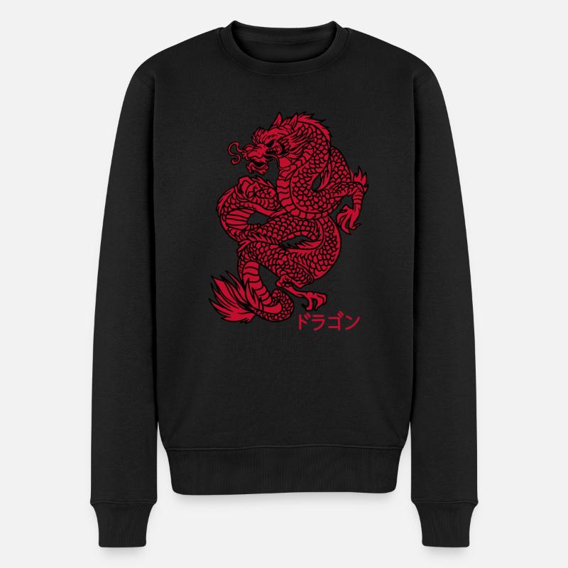 Red Dragon Japanese Chinese Gift Kanji Art - Männer Premium Bio Pullover - Schwarz