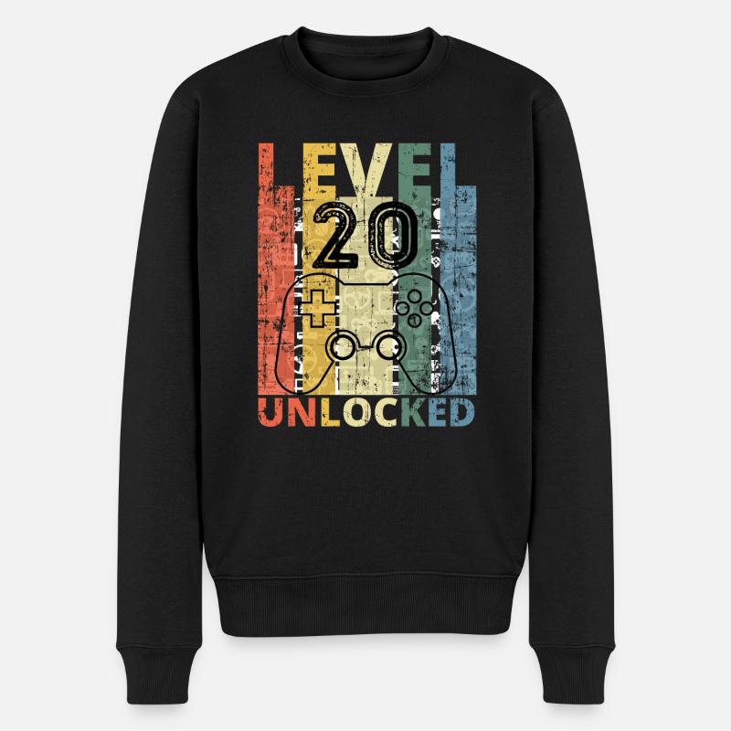 Level 20 freigeschaltet - Männer Premium Bio Pullover - Schwarz