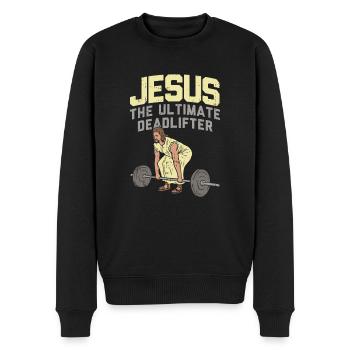 Jesus Ultimate Deadlifter - Geschenk - Männer Premium Bio Pullover - Schwarz - Vorne - Nico (187cm)