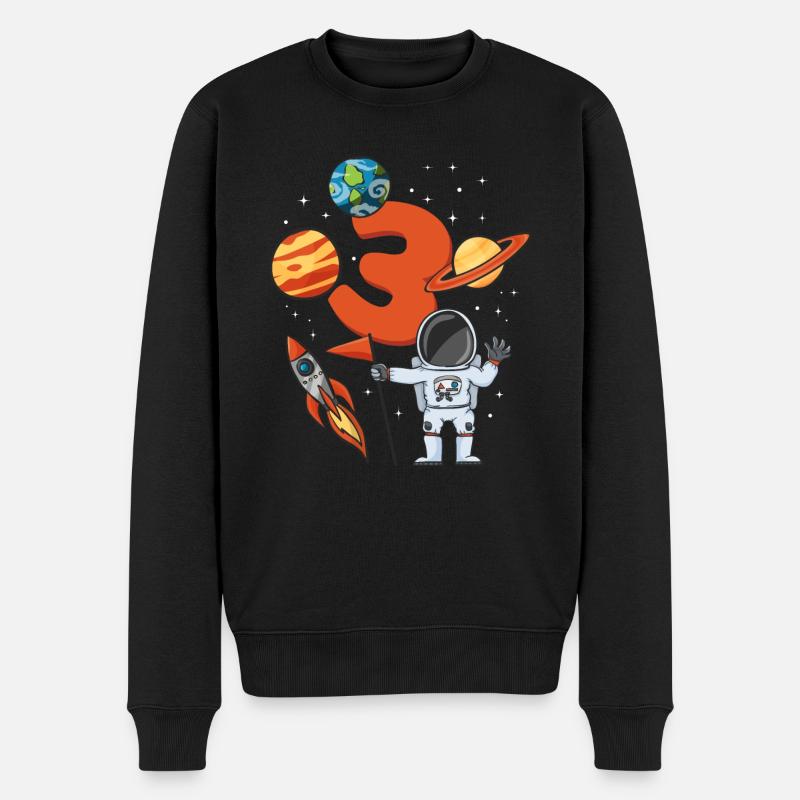 3 Jahre Astronaut Rakete 3. Geburtstag - Männer Premium Bio Pullover - Schwarz