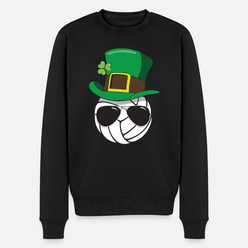 Volleyball St. Patricks Day Kleeblatt Glück Hut - Männer Premium Bio Pullover - Schwarz