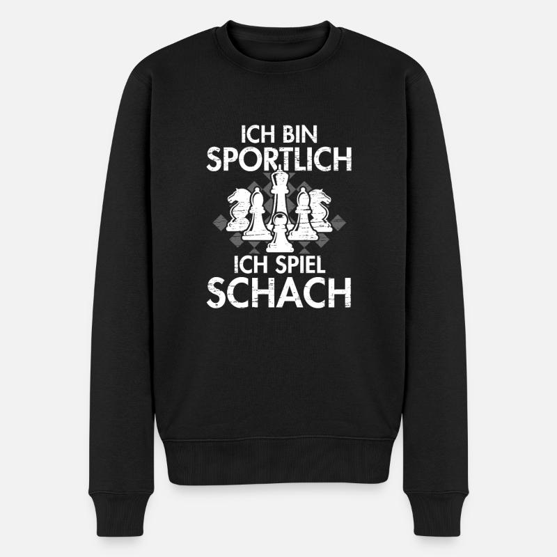 Ich Bin Sportlich Ich Spiel Schach Schachspieler - Männer Premium Bio Pullover - Schwarz