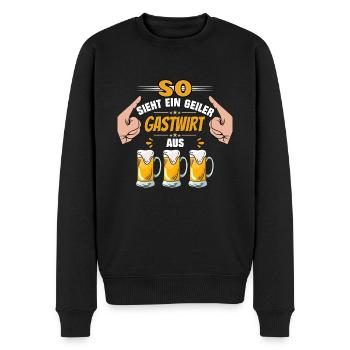 So Sieht Ein Geiler Gastwirt Aus - Gastronomie - Männer Premium Bio Pullover - Schwarz - Vorne - Nico (187cm)
