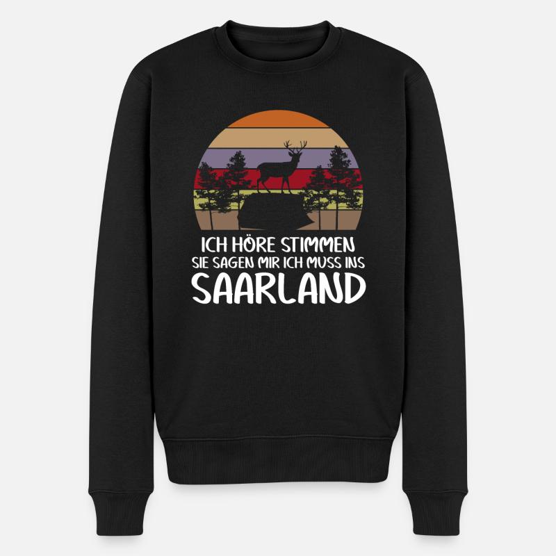 Saarländer Ich höre Stimmen Saarland - Männer Premium Bio Pullover - Schwarz