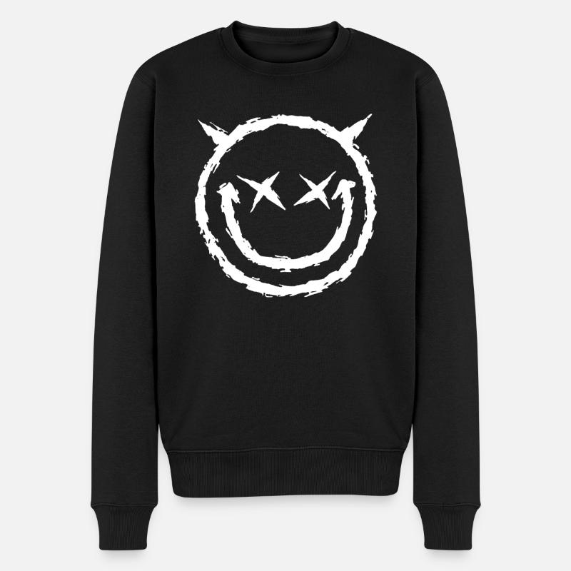 Bad Evil with Horns White - Männer Premium Bio Pullover - Schwarz
