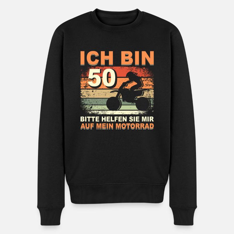 Ich bin 50 Jahre Motorrad 50 Geburtstag Geschenk - Männer Premium Bio Pullover - Schwarz