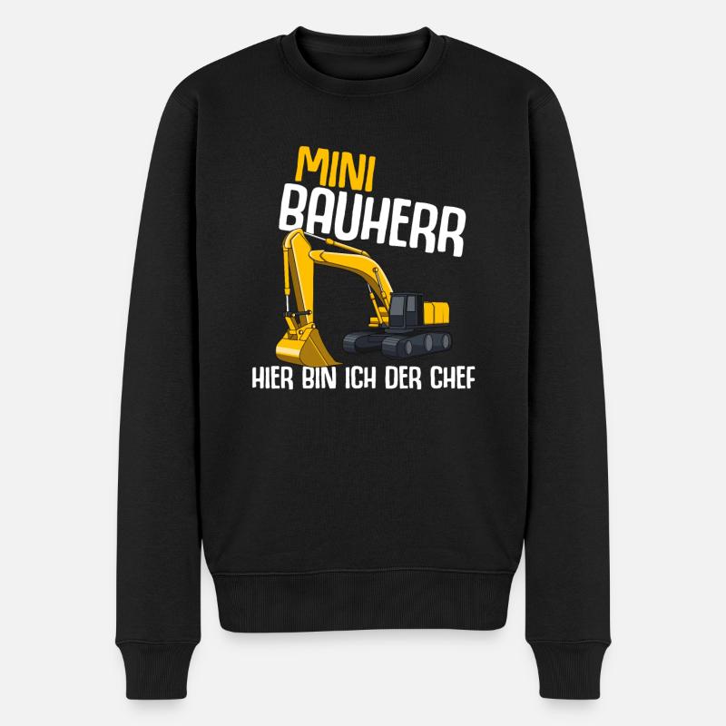 Bagger Kinder Bauherr Baustelle Junge Spruch - Männer Premium Bio Pullover - Schwarz