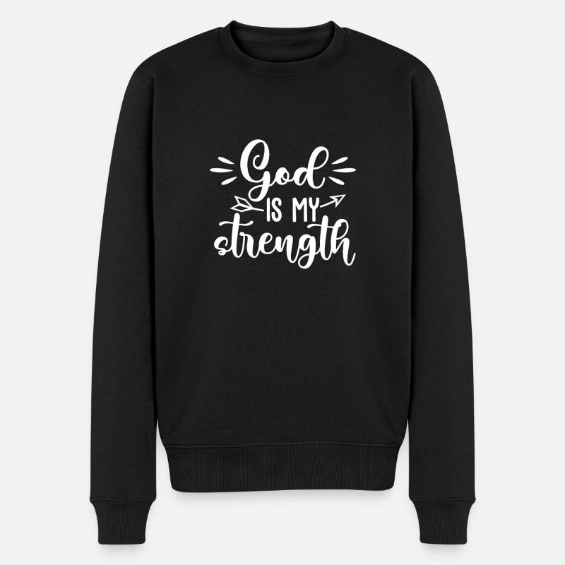Christlicher Designgott ist meine Stärke - Männer Premium Bio Pullover - Schwarz