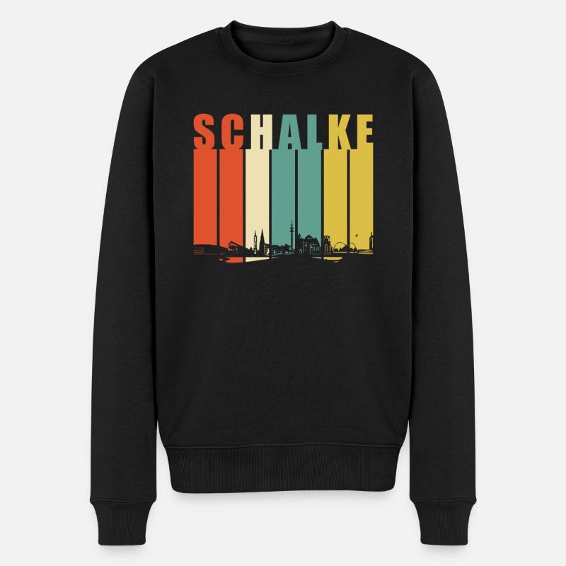 Gelsenkirchen Schalke Retro Skyline - Männer Premium Bio Pullover - Schwarz