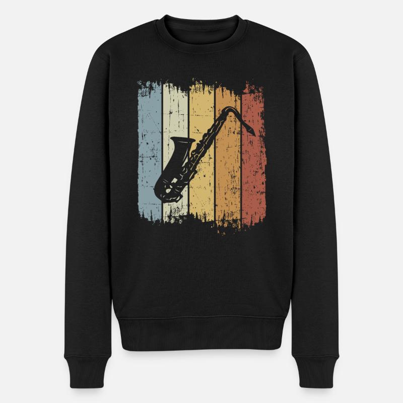 Rétro saxophone - Pull Premium bio Homme - noir