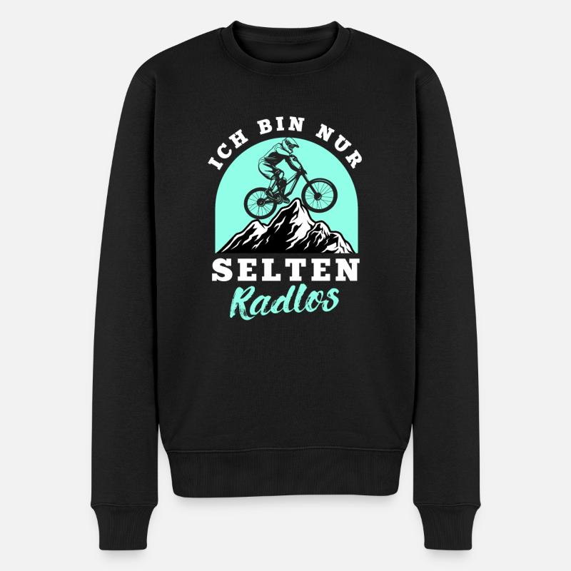 Ich bin nur selten Radlos - Männer Premium Bio Pullover - Schwarz