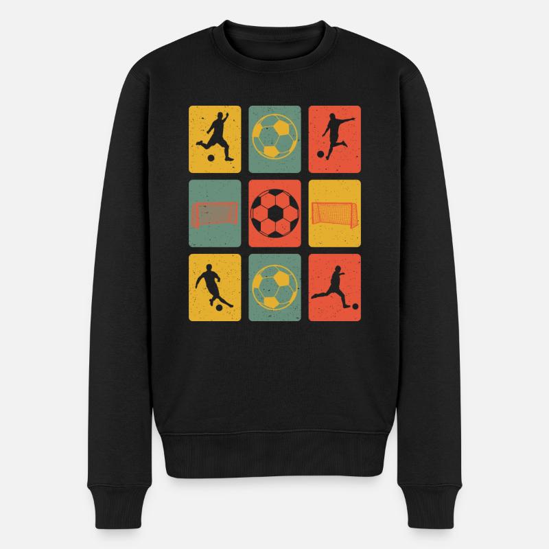 Fußball Retro - Männer Premium Bio Pullover - Schwarz