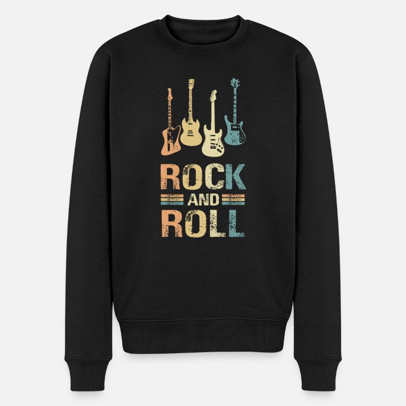 Guitare Rétro Style Rock Roll Pour les guitaristes - Pull Premium bio Homme - noir