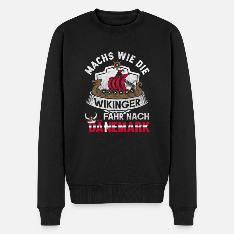 Dänemark fahren Flagge Skandinavien Wikinger - Männer Premium Bio Pullover - Schwarz
