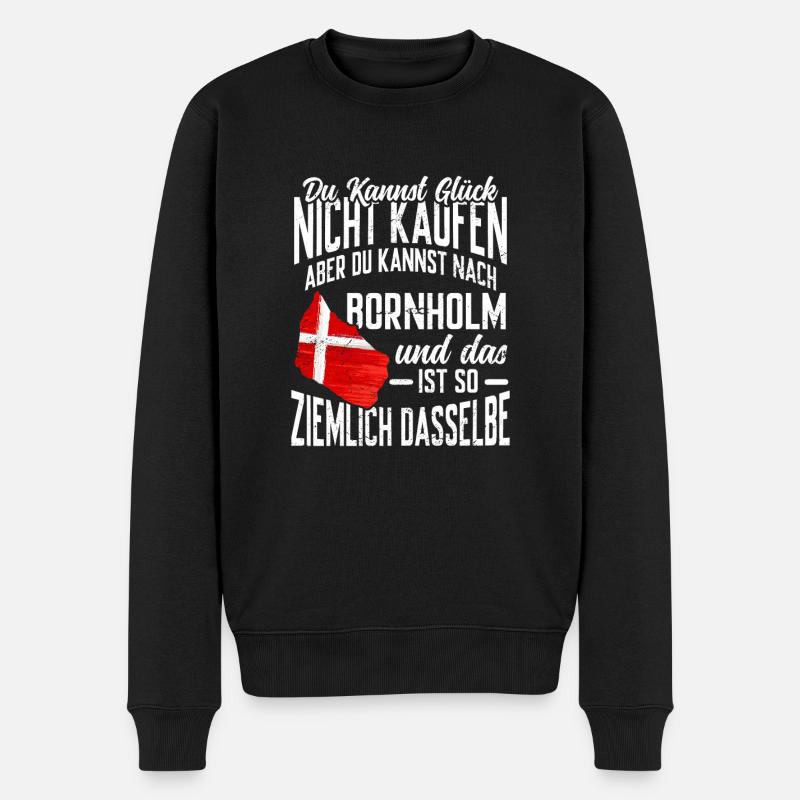 Dänemark Flagge Skandinavien Bornholm Glück - Männer Premium Bio Pullover - Schwarz