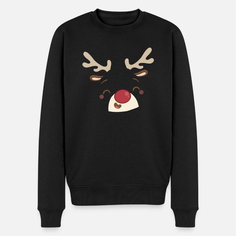 Weihnachten Rentier Weihnachtsmütze Geschenk - Männer Premium Bio Pullover - Schwarz