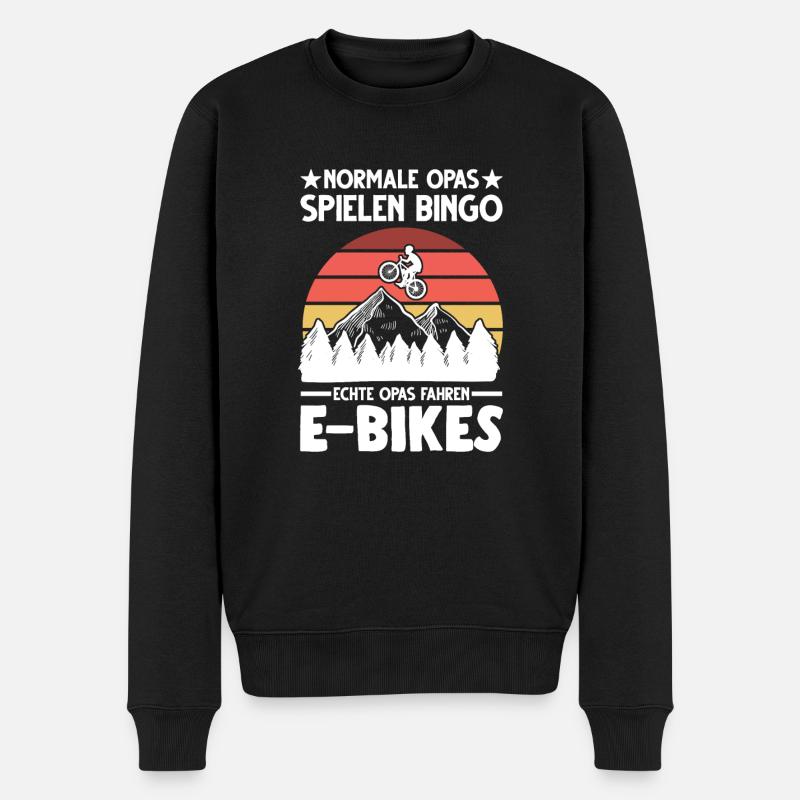 E-Bike Fahrradfahrer Opa Geschenk - Männer Premium Bio Pullover - Schwarz