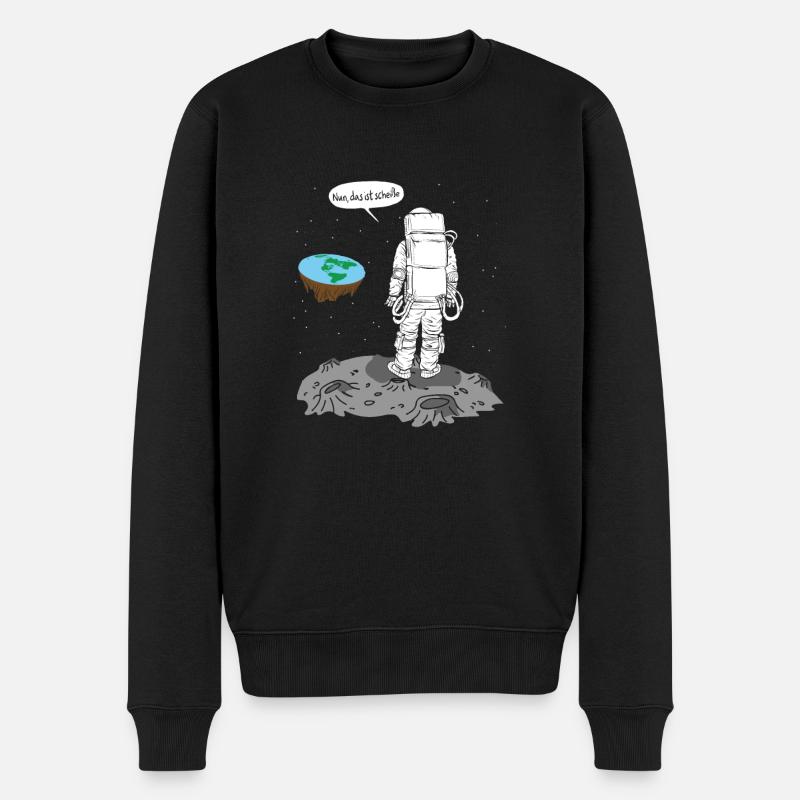 Astronaut Flache Erde Scheiße - Männer Premium Bio Pullover - Schwarz