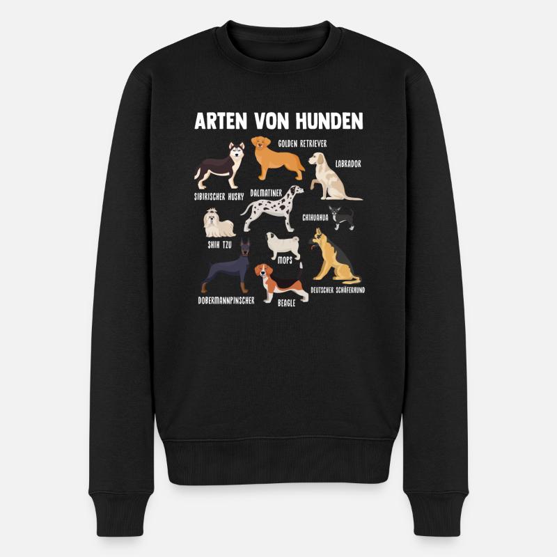 Hund Hunde Hunde-Arten Geschenk - Männer Premium Bio Pullover - Schwarz