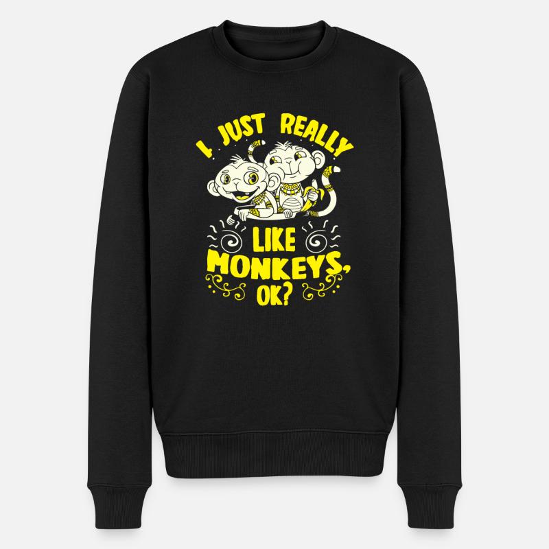 Affe - Männer Premium Bio Pullover - Schwarz