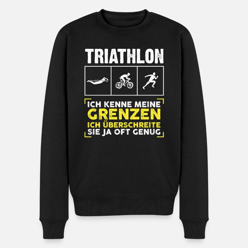 Triathlon Grenzen Sport Sportler Geschenk - Männer Premium Bio Pullover - Schwarz