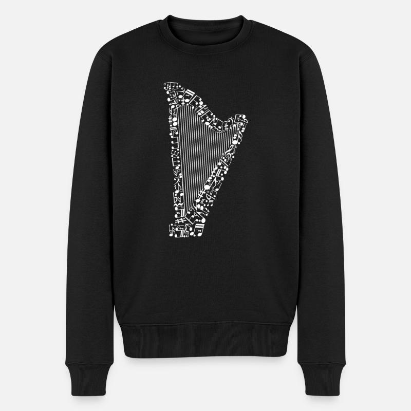 Musik Instrument Harfe Musiknoten Harfenspieler - Männer Premium Bio Pullover - Schwarz