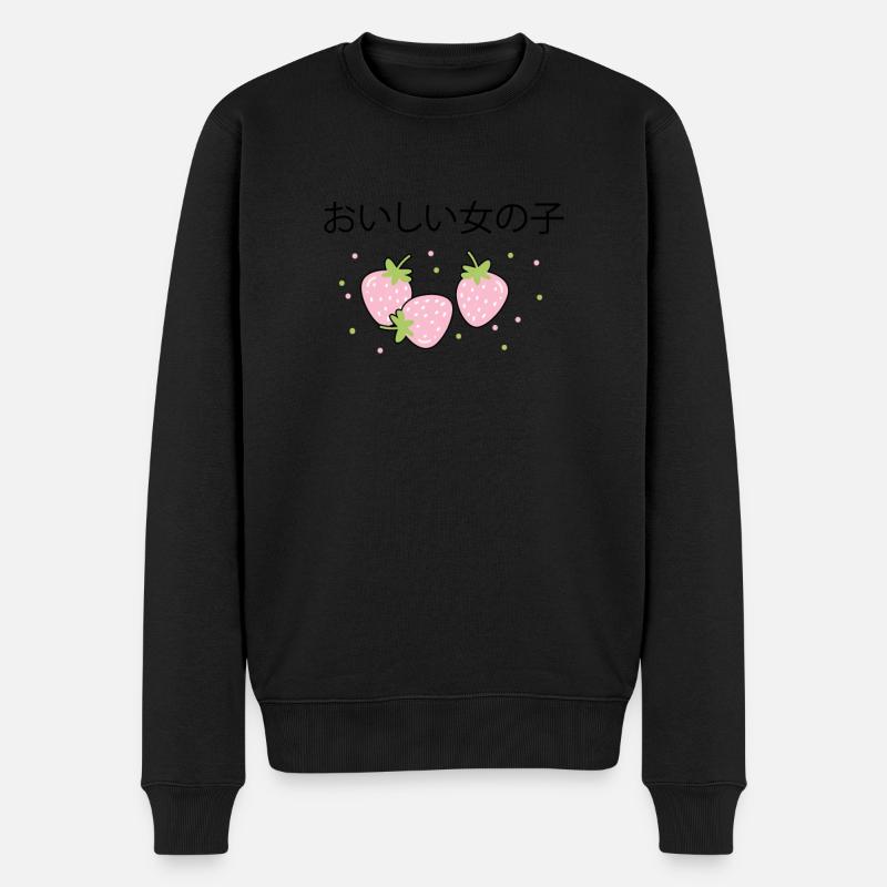 Erdbeere Japanisch Kawaii Erdbeer Shake - Männer Premium Bio Pullover - Schwarz