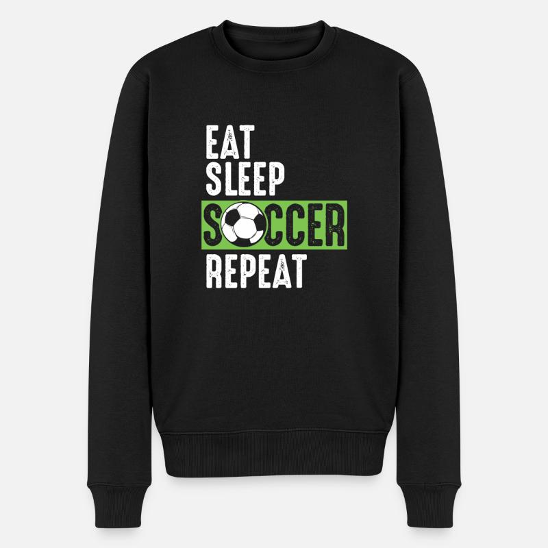 Eat Sleep Soccer Repeat - Männer Premium Bio Pullover - Schwarz