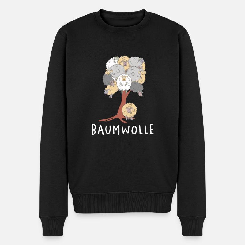 Baumwolle Schafe am Baum Schaf Wortspiel - Männer Premium Bio Pullover - Schwarz