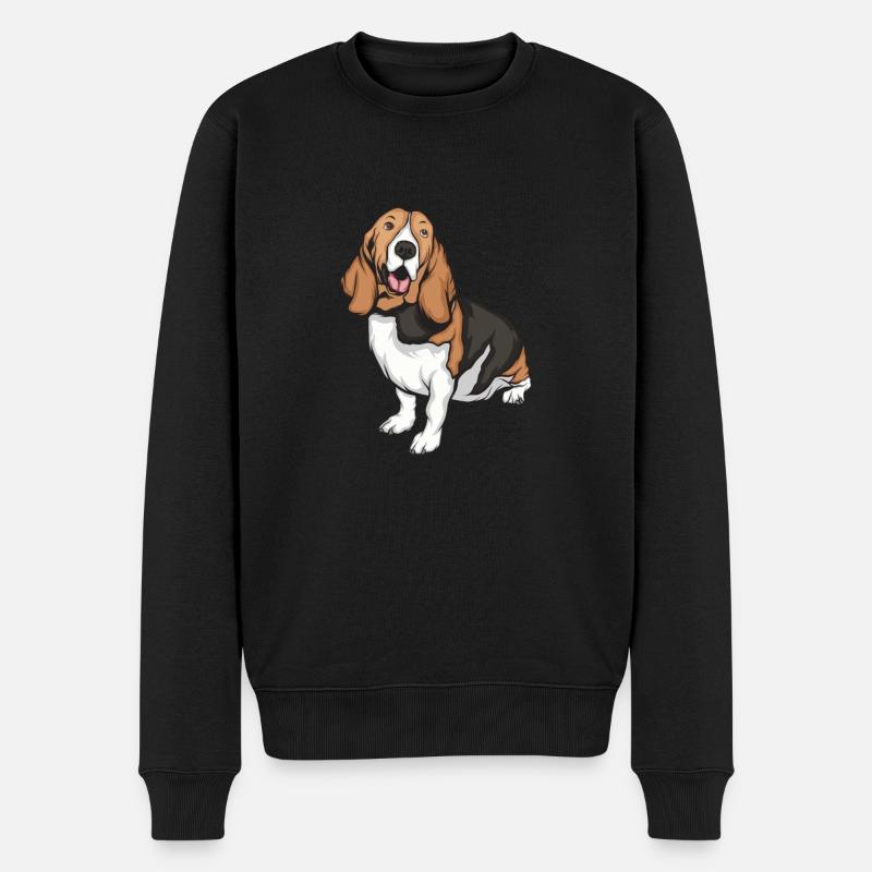Basset Hound - Pull Premium bio Homme - noir