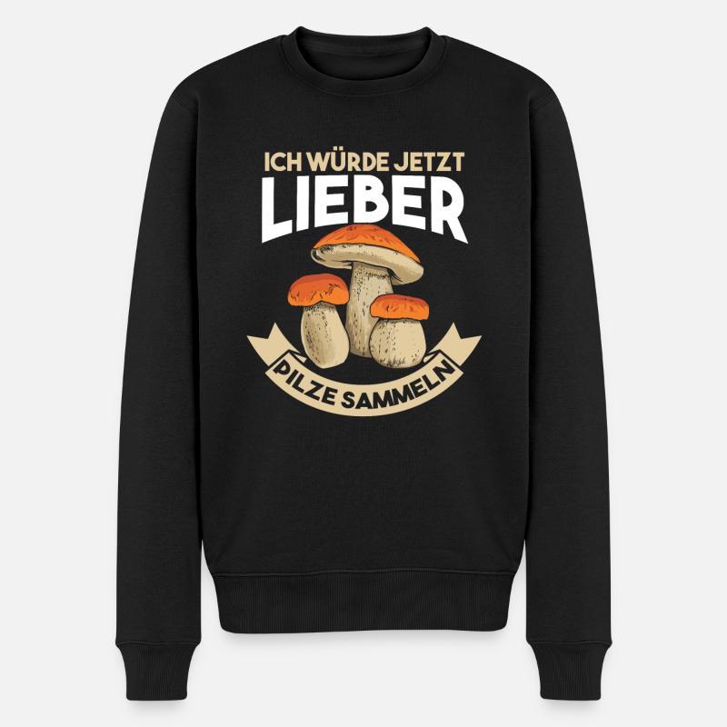 Pilzsammler Pilze Sammeln - Männer Premium Bio Pullover - Schwarz