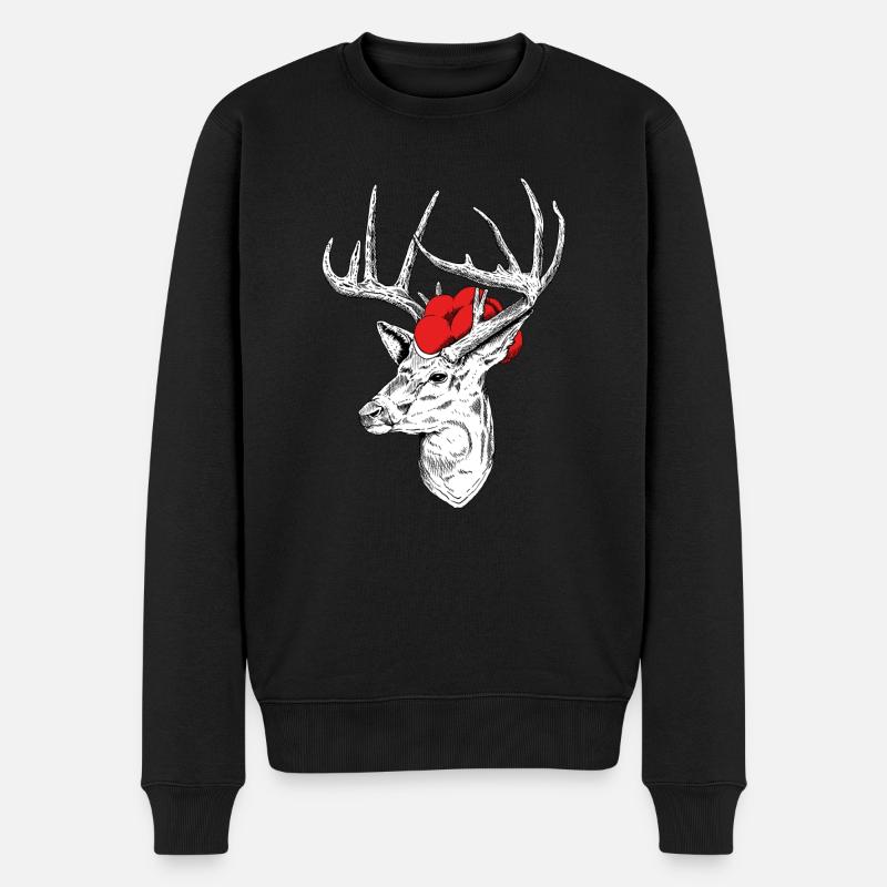 Schwarzwaldliebe Hirsch Bollenhut Schwarzwald - Männer Premium Bio Pullover - Schwarz