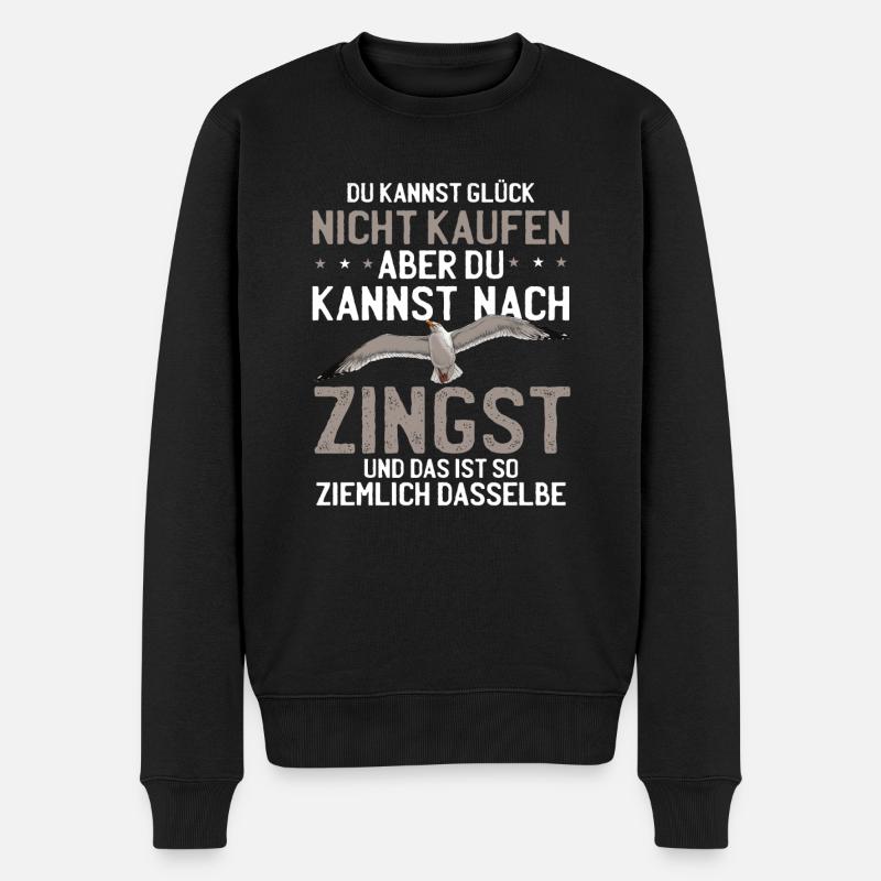 Zingst Sehnsucht Ostsee Fischland Möwe - Männer Premium Bio Pullover - Schwarz