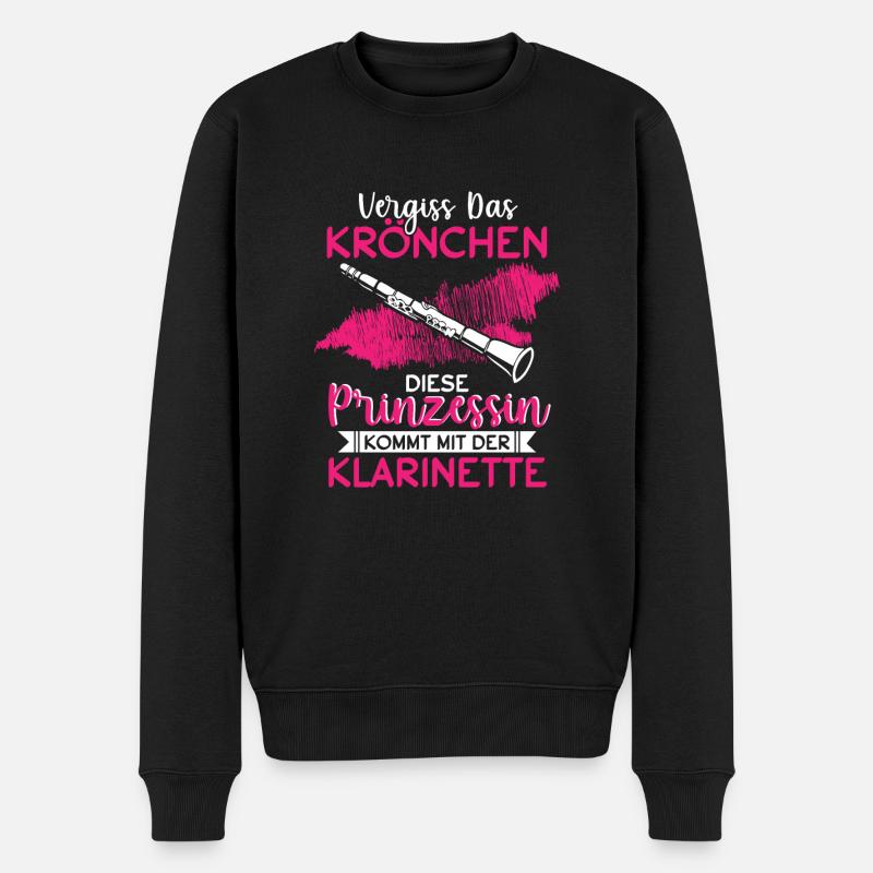 Vergiss Das Krönchen Prinzessin Klarinette - Männer Premium Bio Pullover - Schwarz