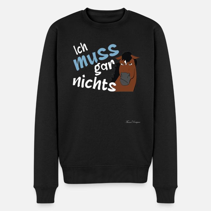 Pferd Araber muss gar nichts - Männer Premium Bio Pullover - Schwarz