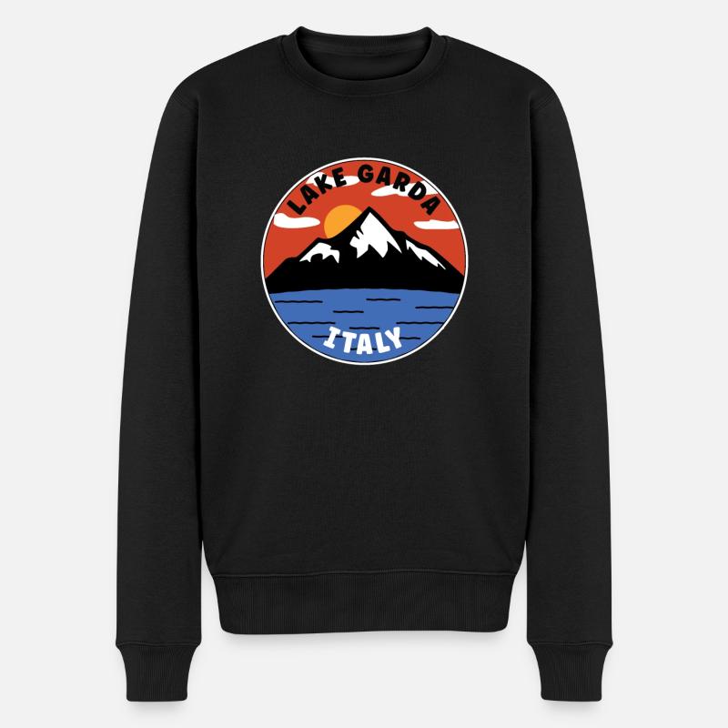 Gardasee - Italien - Männer Premium Bio Pullover - Schwarz