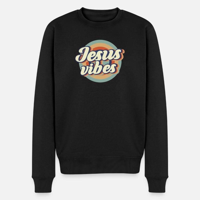 Jesus Vibes Christ - Männer Premium Bio Pullover - Schwarz
