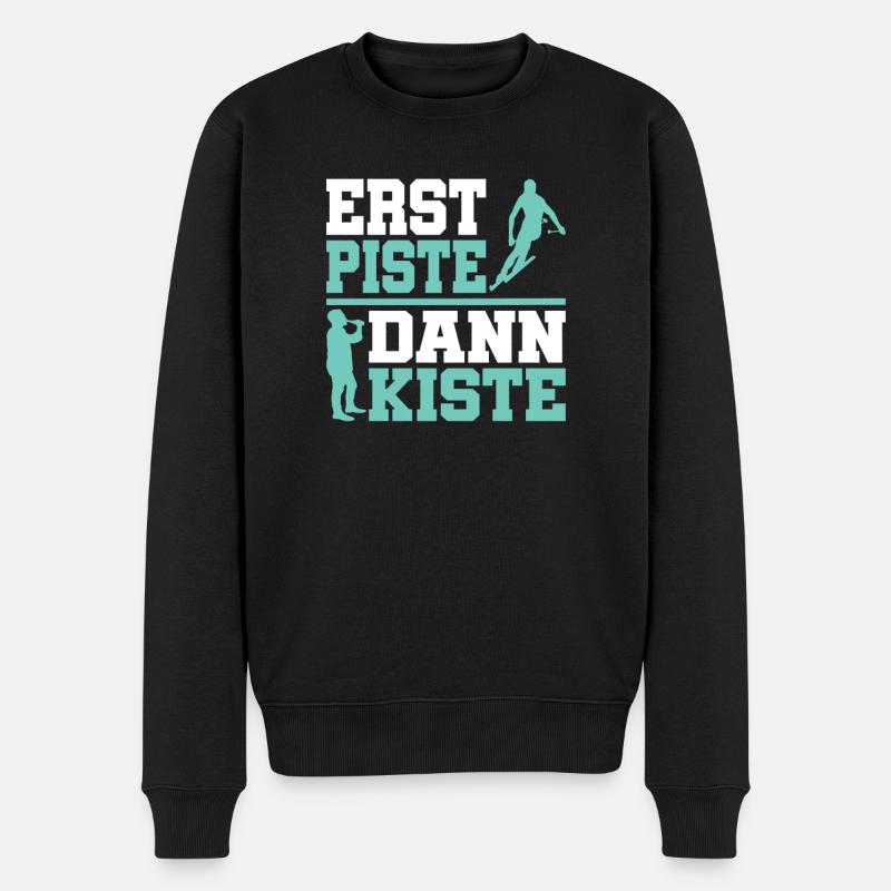 Erst Piste dann Kiste - Männer Premium Bio Pullover - Schwarz