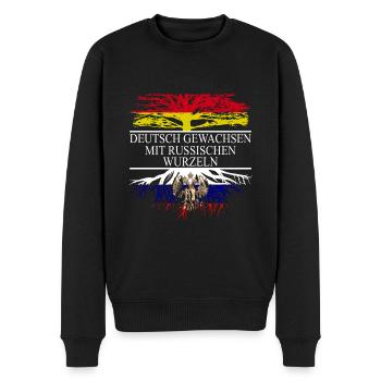 Deutsch gewachsen mit russischen Wurzeln Flagge Ru - Männer Premium Bio Pullover - Schwarz - Vorne - Nico (187cm)