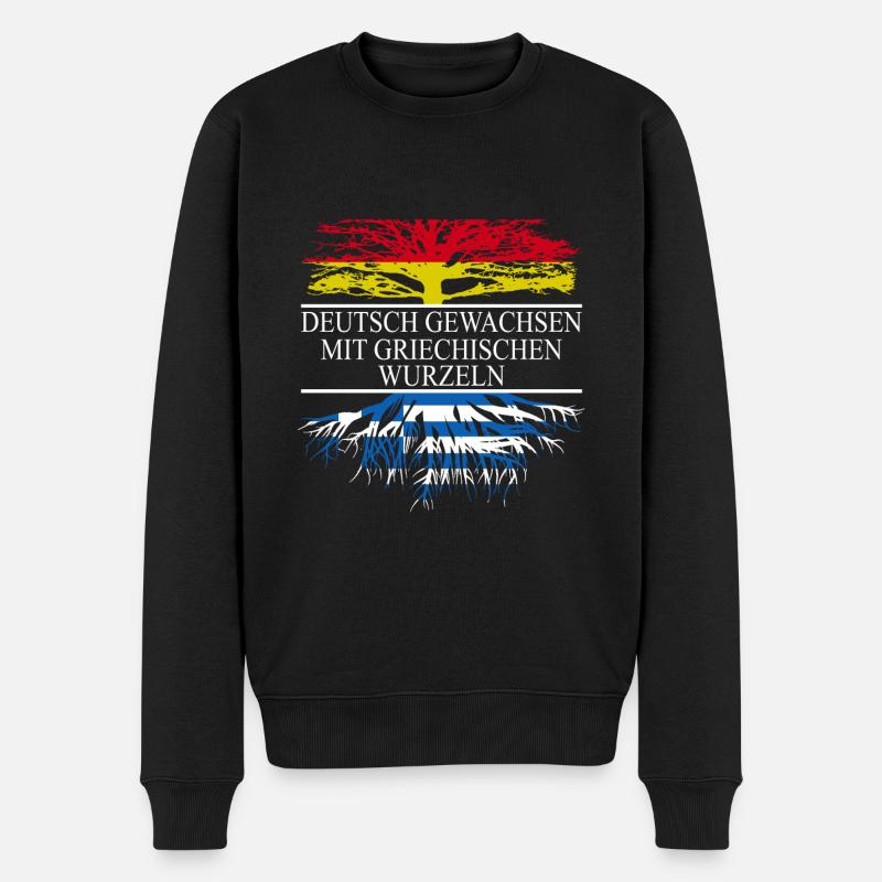 Deutsch gewachsen mit griechischen Wurzeln origina - Männer Premium Bio Pullover - Schwarz
