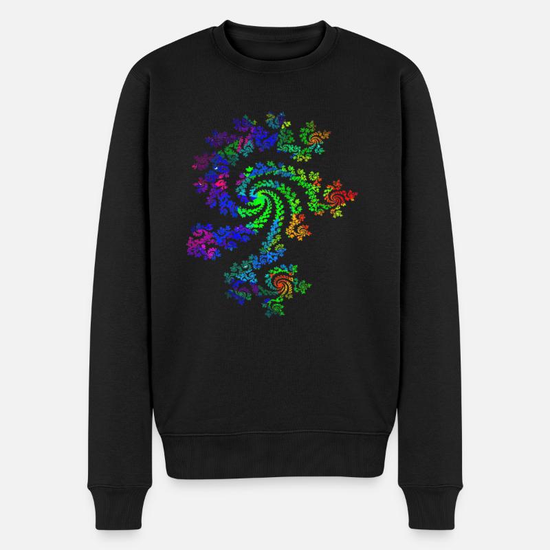 Fraktal Farbenfroh - Männer Premium Bio Pullover - Schwarz