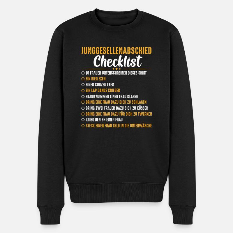 Junggesellenabschied - Checkliste T-Shirt - Männer Premium Bio Pullover - Schwarz