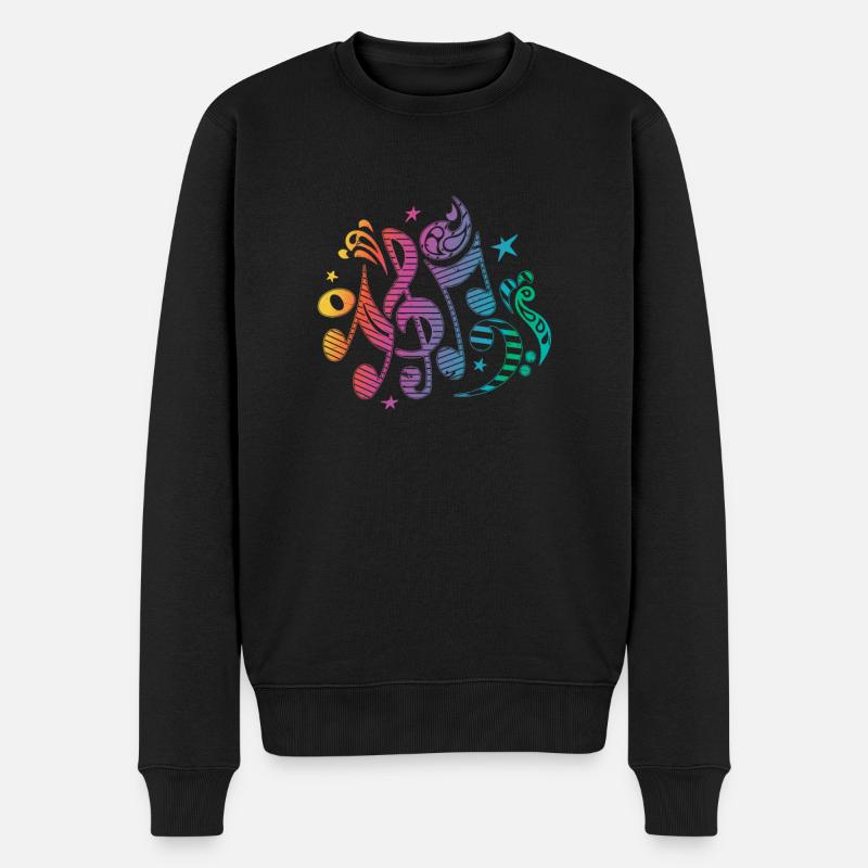 Musical Instrument Notes Musical Notes Music - Männer Premium Bio Pullover - Schwarz